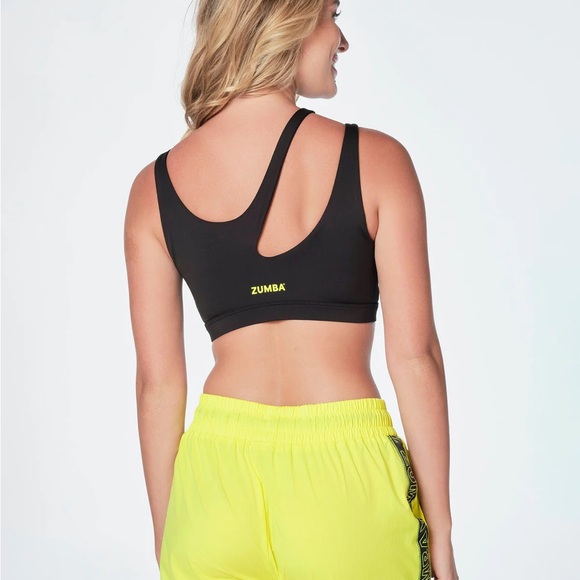 NWT ZUMBAWEAR Zumba Butterfly Bra - Bold Black with Zumba in Yellow on back. XXL - Picture 2 of 7